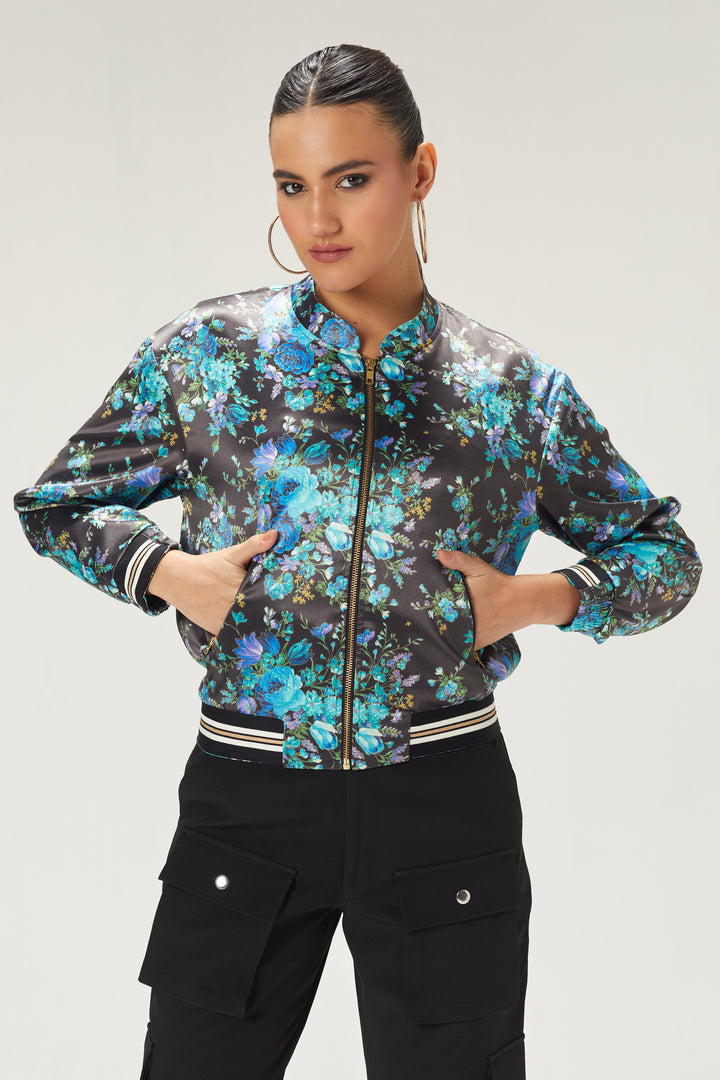 Teal Blue Bomber Jacket