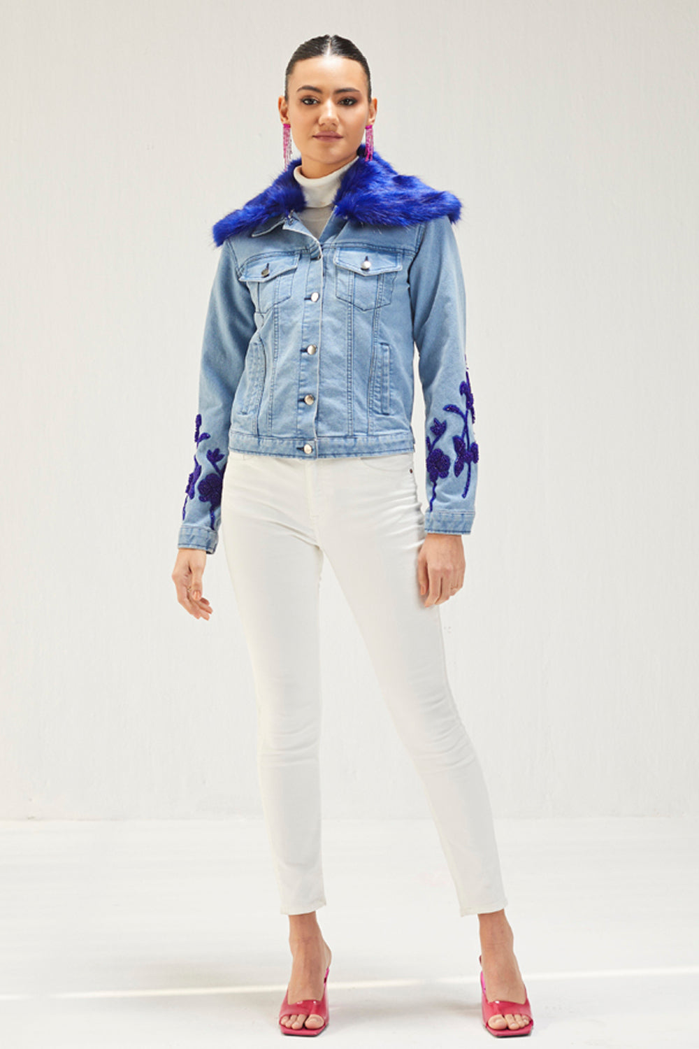 Light Denim Embellished Jacket