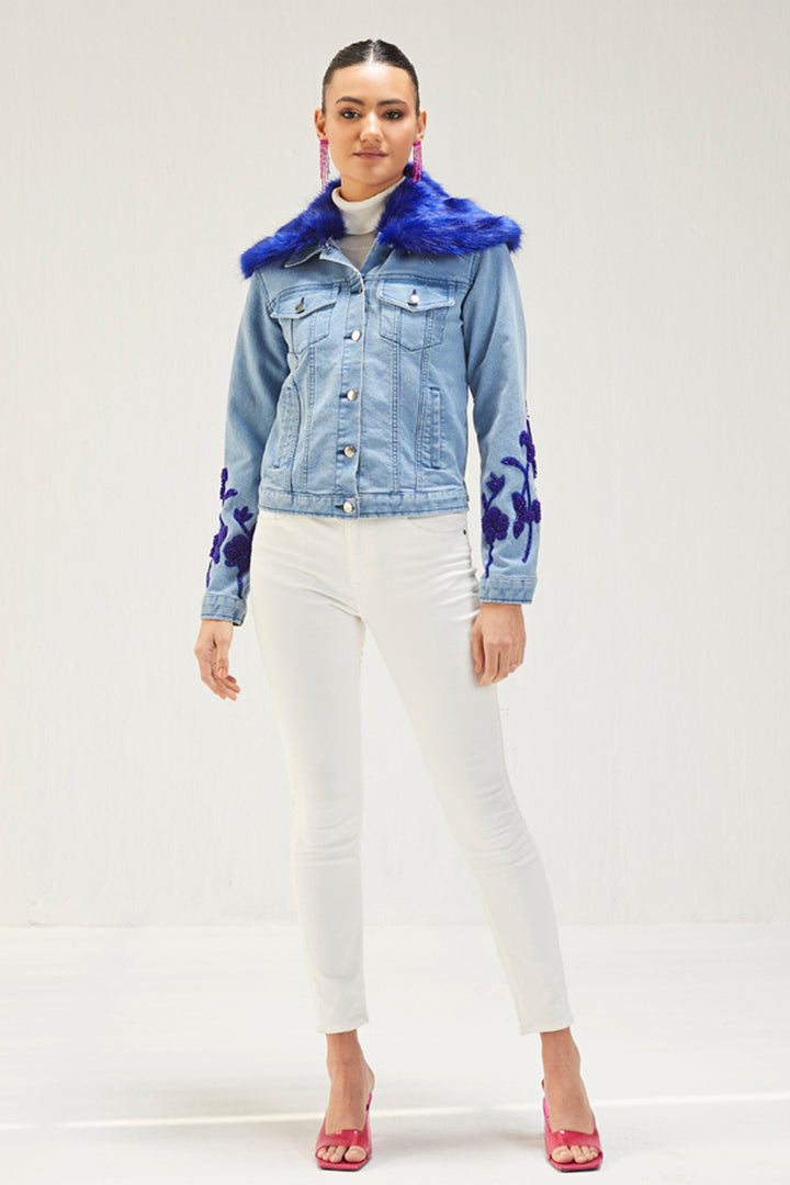 Light Denim Embellished Jacket