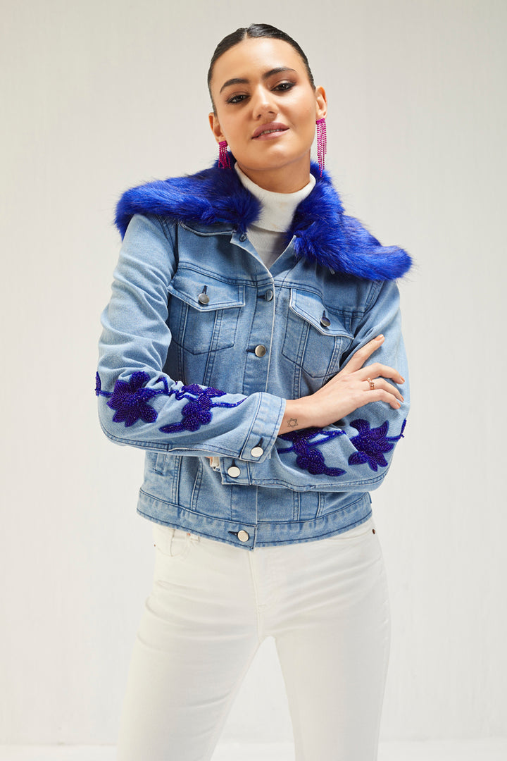 Light Denim Embellished Jacket