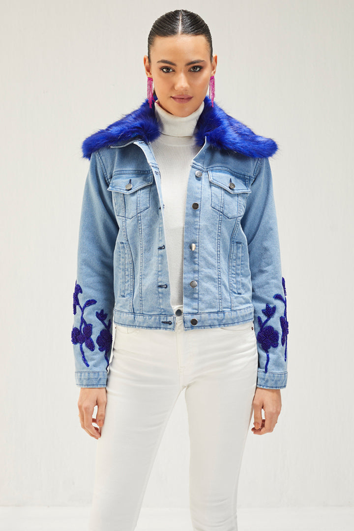 Light Denim Embellished Jacket