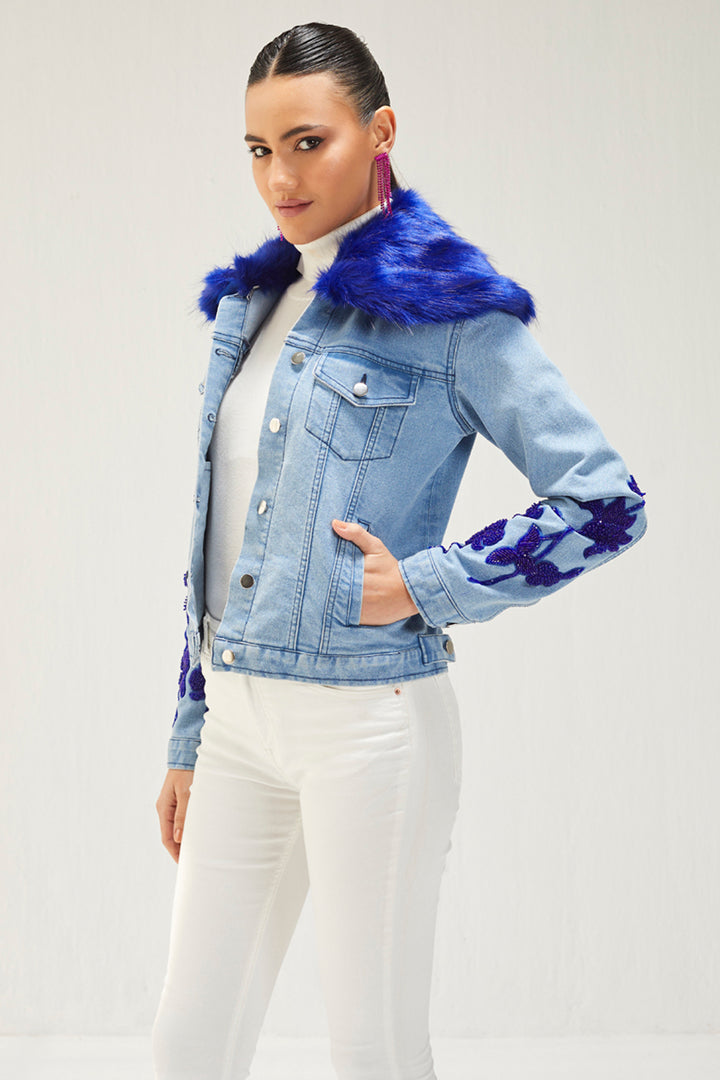 Light Denim Embellished Jacket