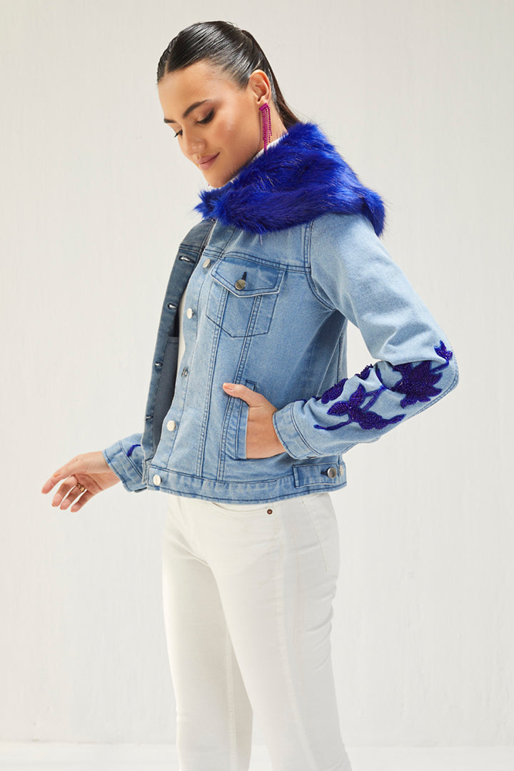 Light Denim Embellished Jacket