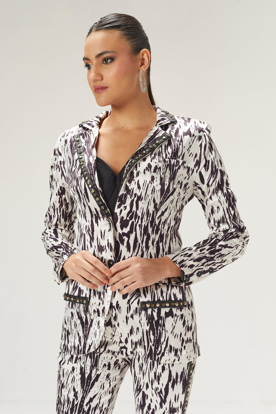 Black And White Blazer Set