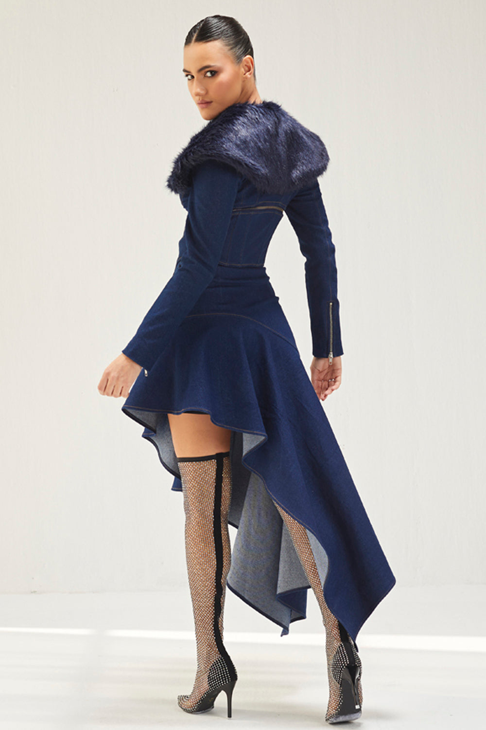 Dark Blue Denim Corset Top & Skirt Set