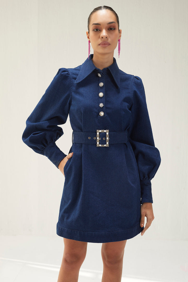 Dark Blue Denim Shirt Dress