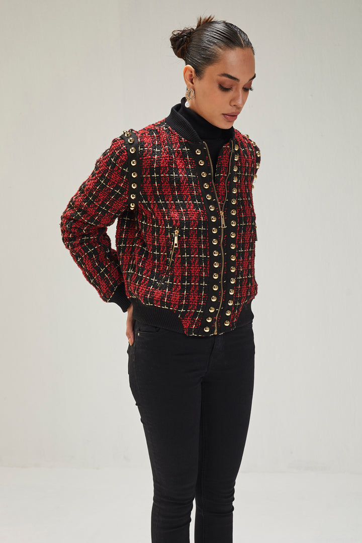 Black And Red Bomber Jacket