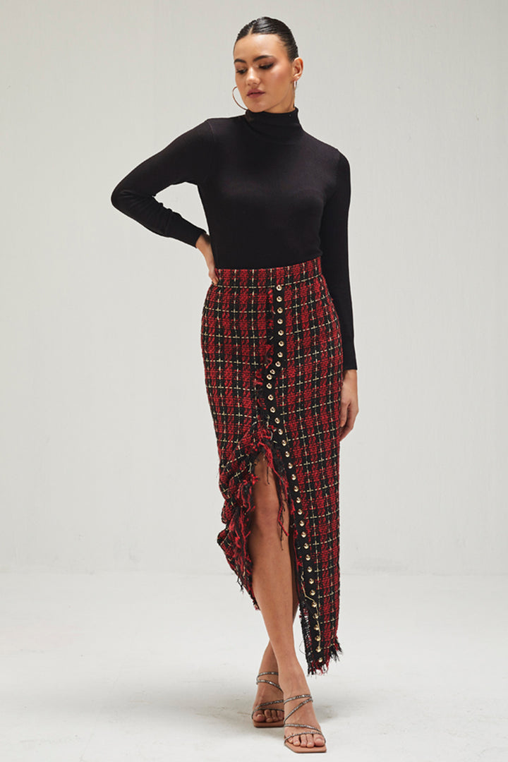 Black And Red Bomber Skirt