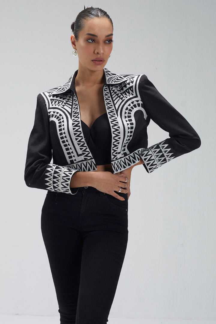 Black And White Crop Jacket