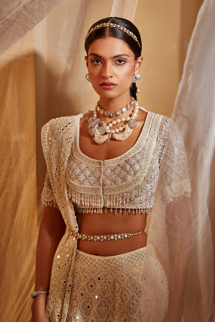 Ivory Embellished Lehenga Set