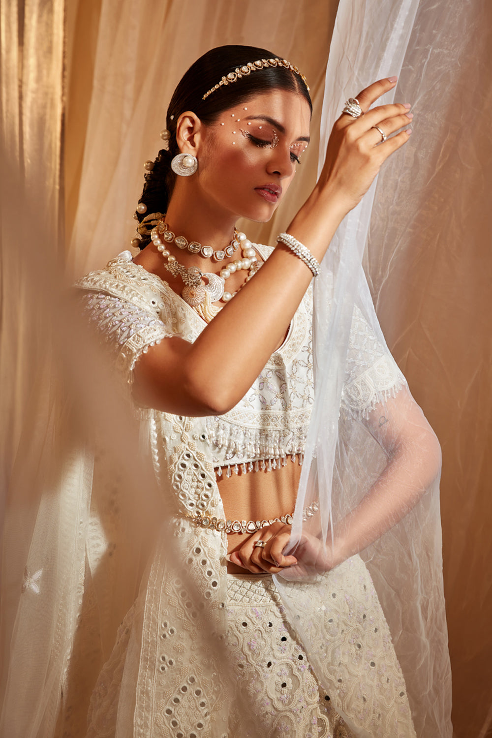 Ivory Embellished Lehenga Set