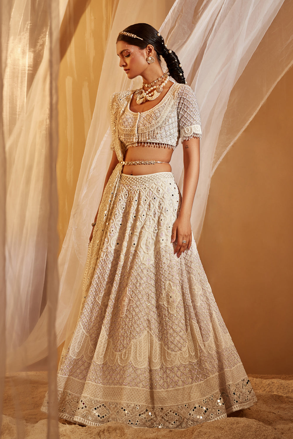 Ivory Embellished Lehenga Set