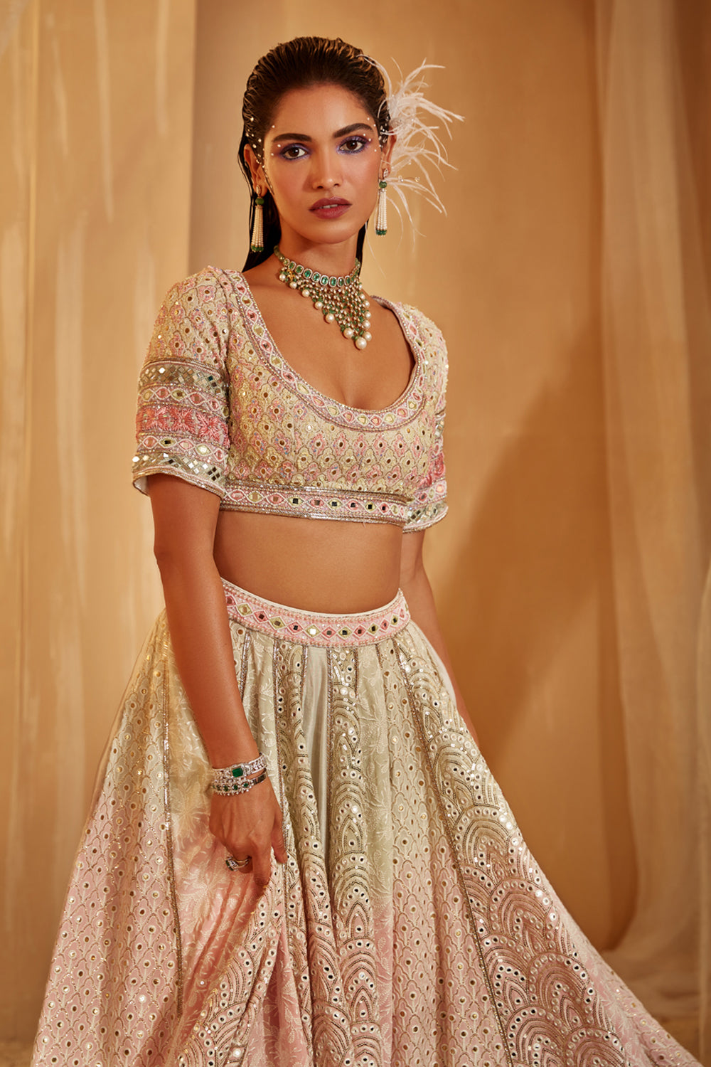 Ivory Ombre Embellished Lehenga Set