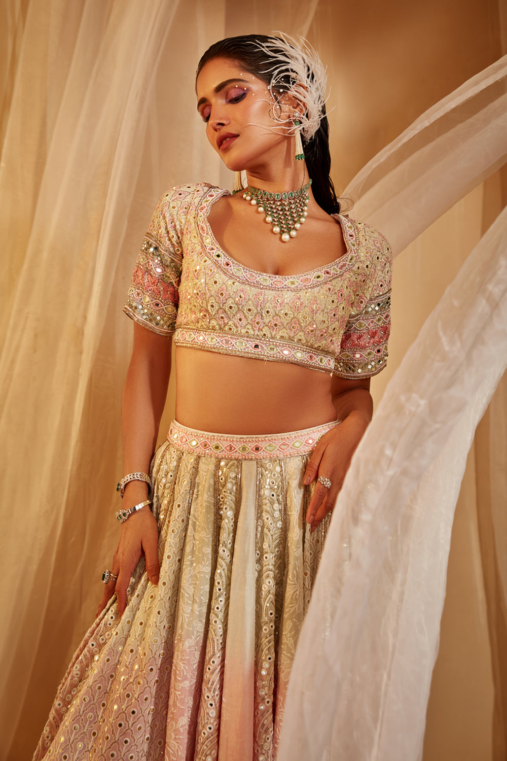 Ivory Ombre Embellished Lehenga Set