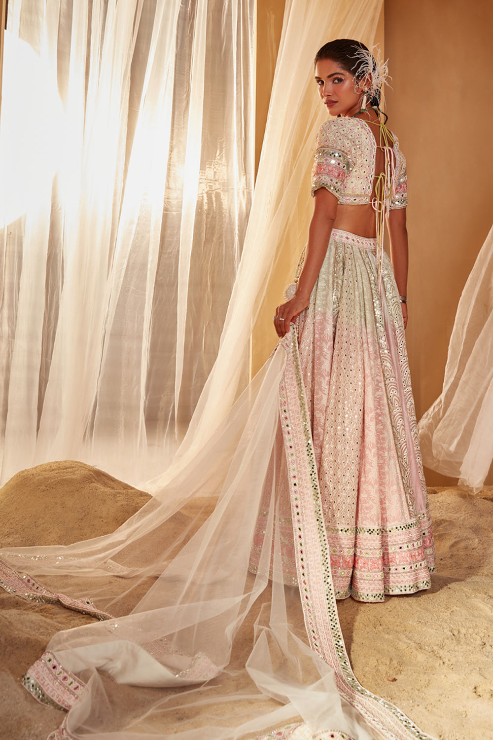 Ivory Ombre Embellished Lehenga Set