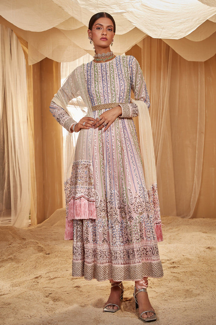 Multicolour Embroidered Anarkali Set