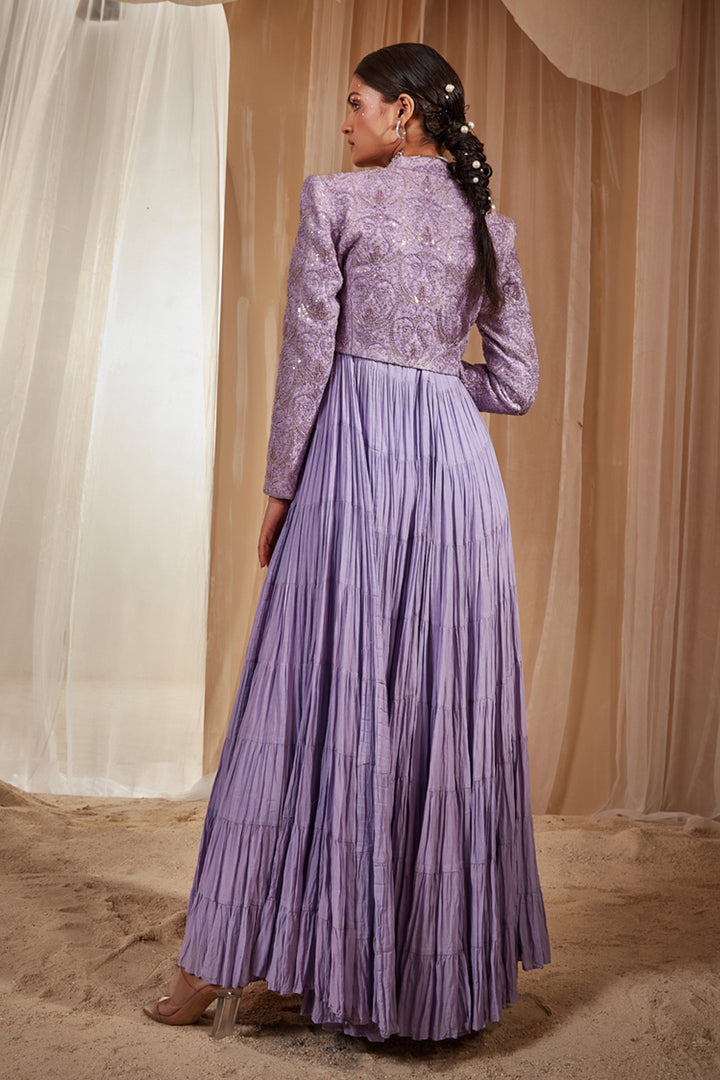 Lilac Embellished Anarkali Set