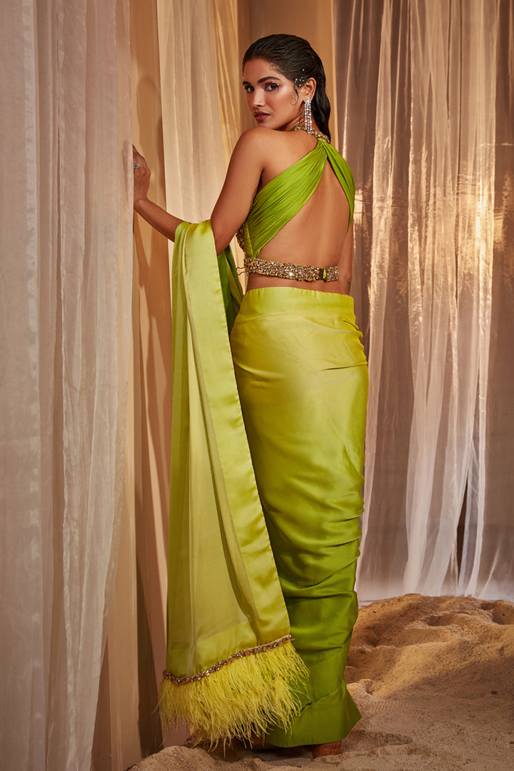 Green Ombre Shaded Saree Set