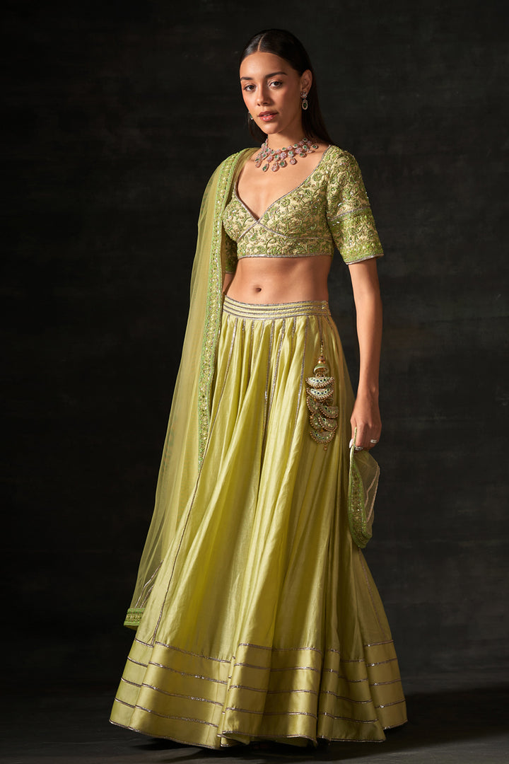 Green Embellished Lehenga Set