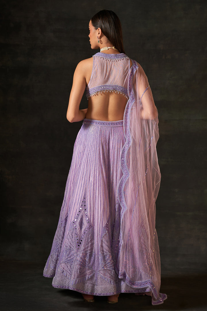 Lilac Embroidered Lehenga Set