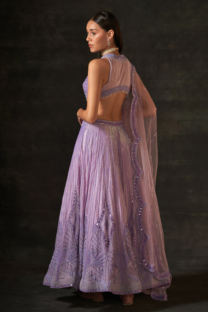 Lilac Embroidered Lehenga Set