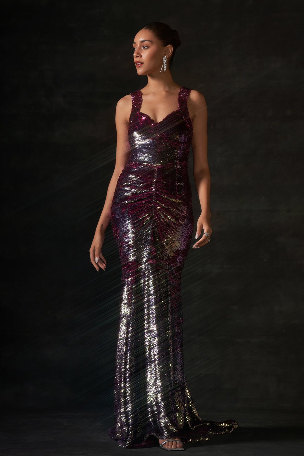 Pink And Gold Sequin Long Gown