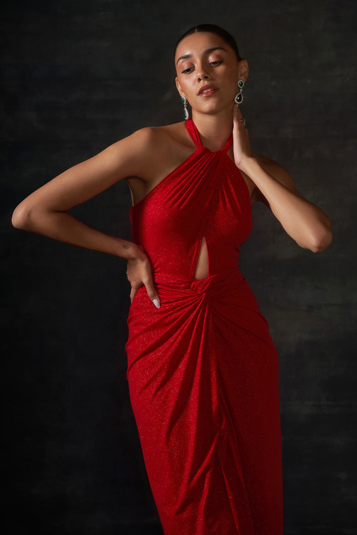 Red Halter Neck Dress