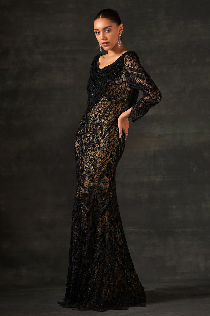 Black Embroidered Gown