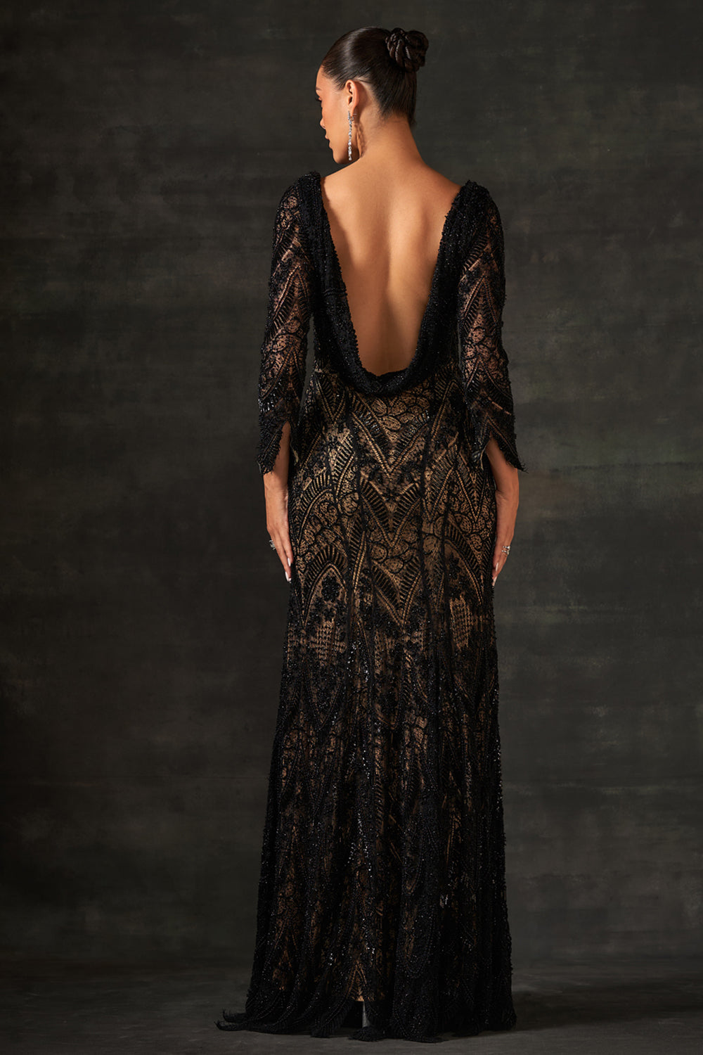 Black Embroidered Gown