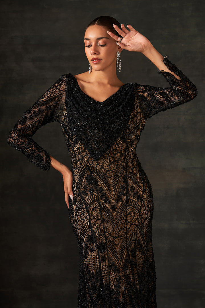 Black Embroidered Gown