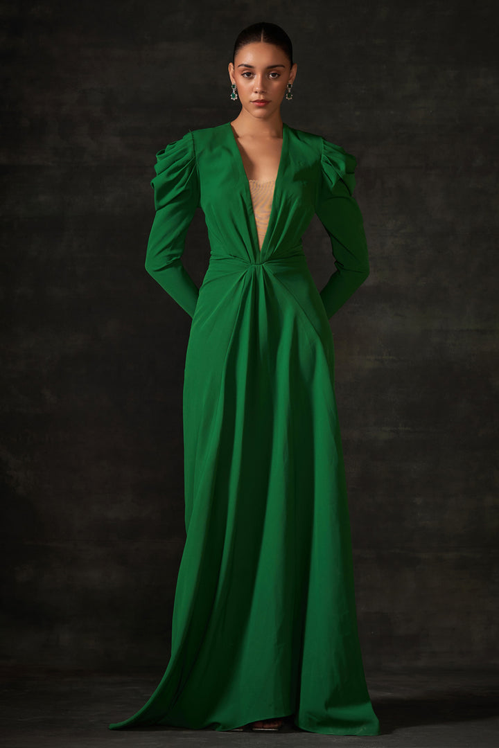 Green Long Drape Dress