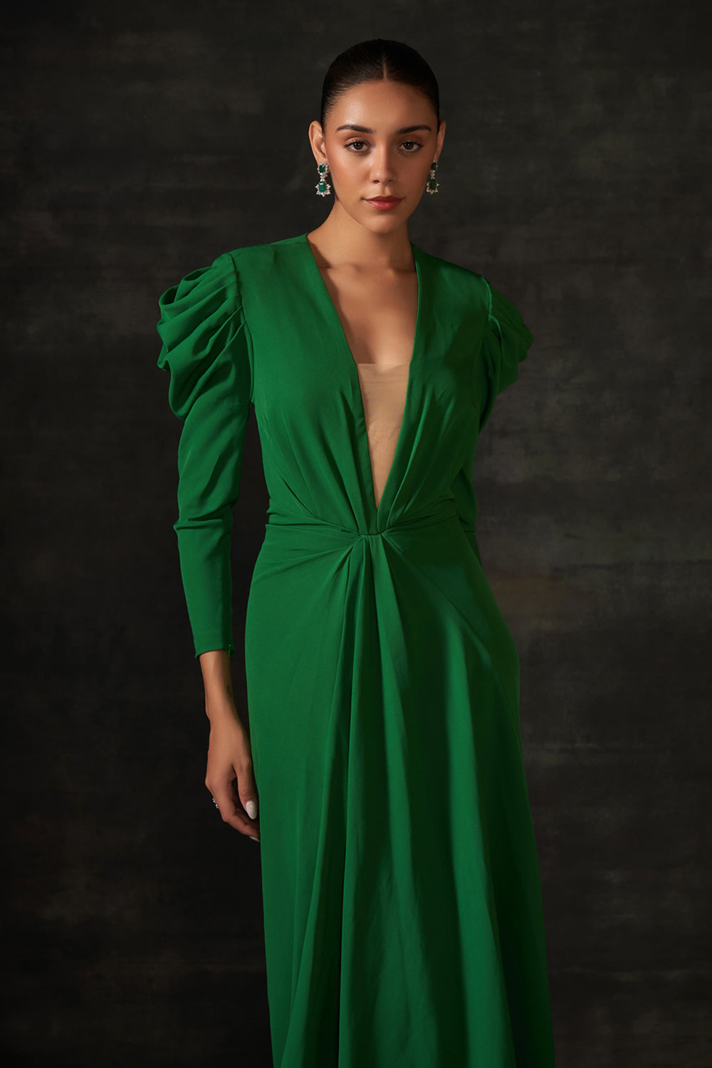 Green Long Drape Dress