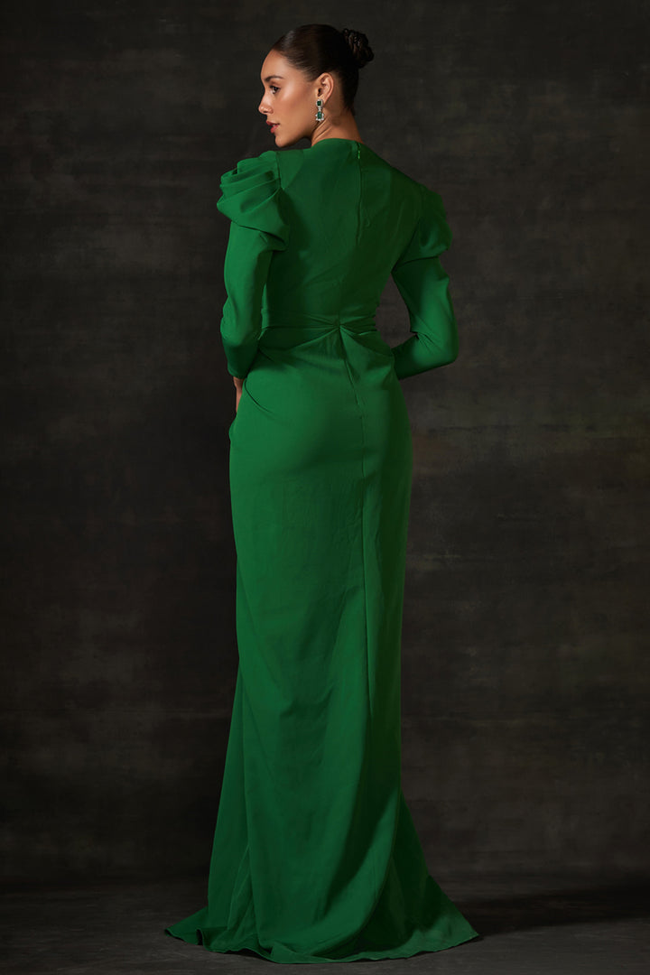 Green Long Drape Dress