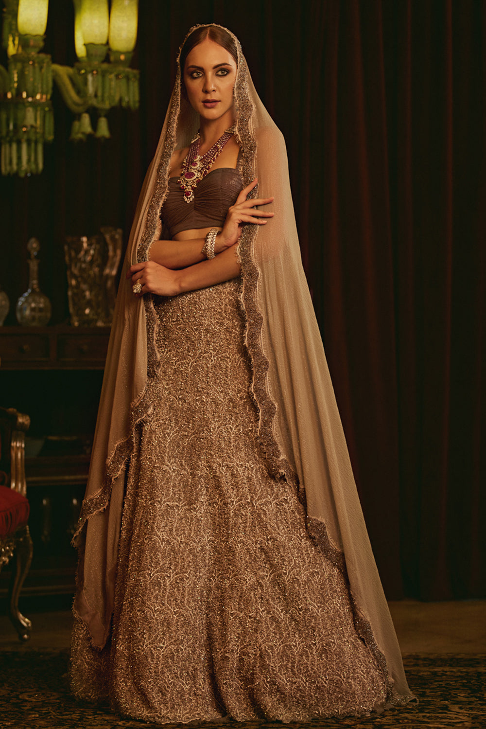 Buy Fabulous Grey Embroidered Net Wedding Wear Lehenga Choli - Zeel Clothing