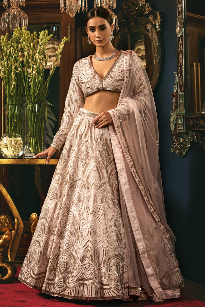 Baby Pink And Silver Lehenga Set