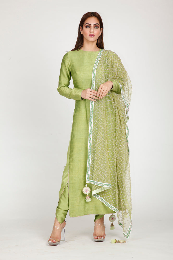 Green Long Kurta Set