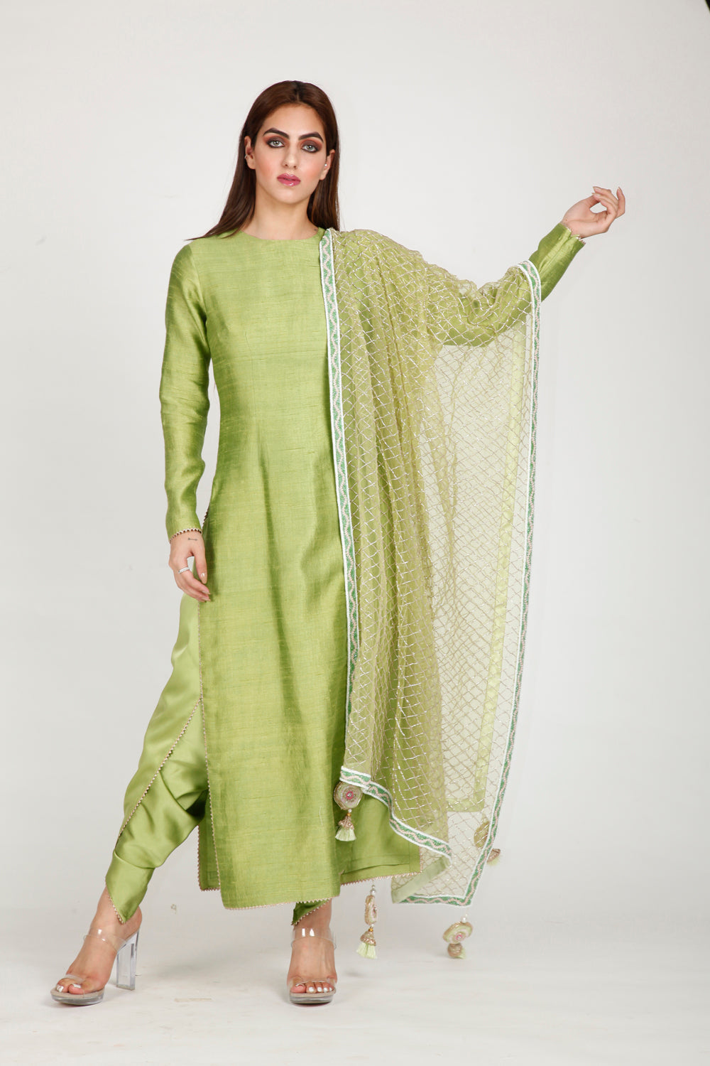 Green Long Kurta Set