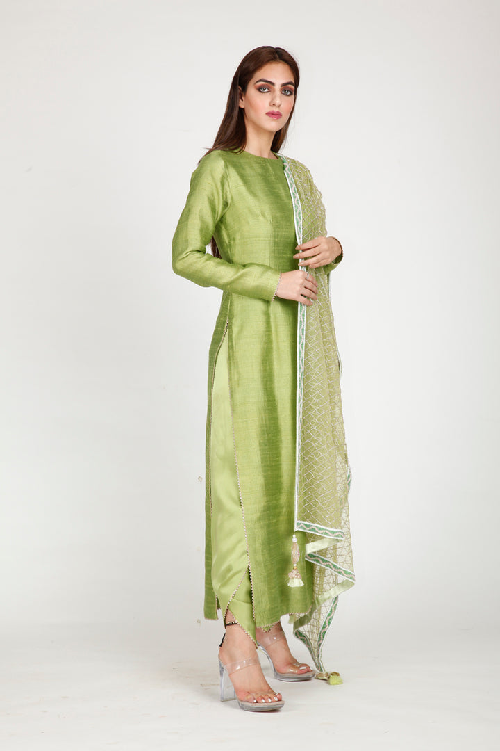 Green Long Kurta Set