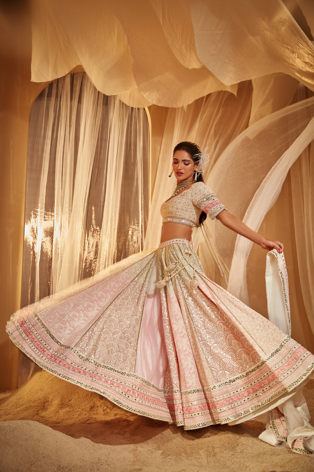 Ivory Ombre Embellished Lehenga Set