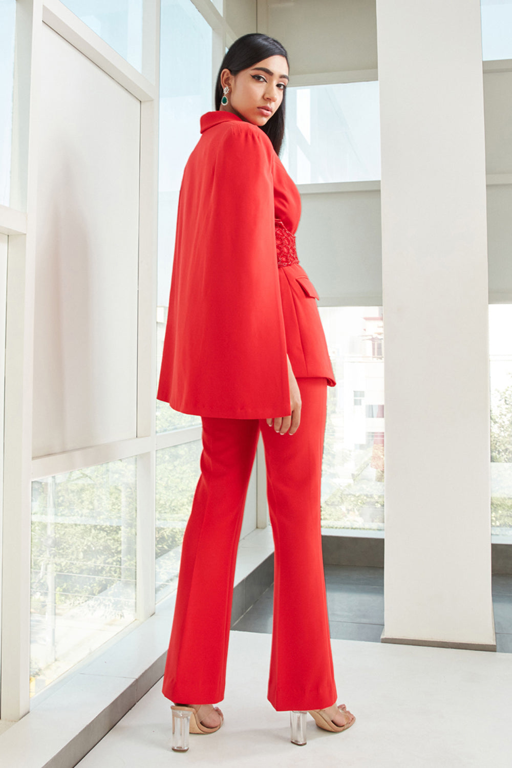 Red Cape Blazer Suit