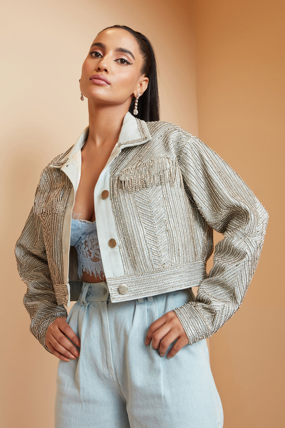 Light Wash Denim Jacket Set