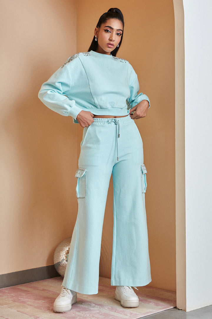 Powder Blue Sweatshirt And Pant Set