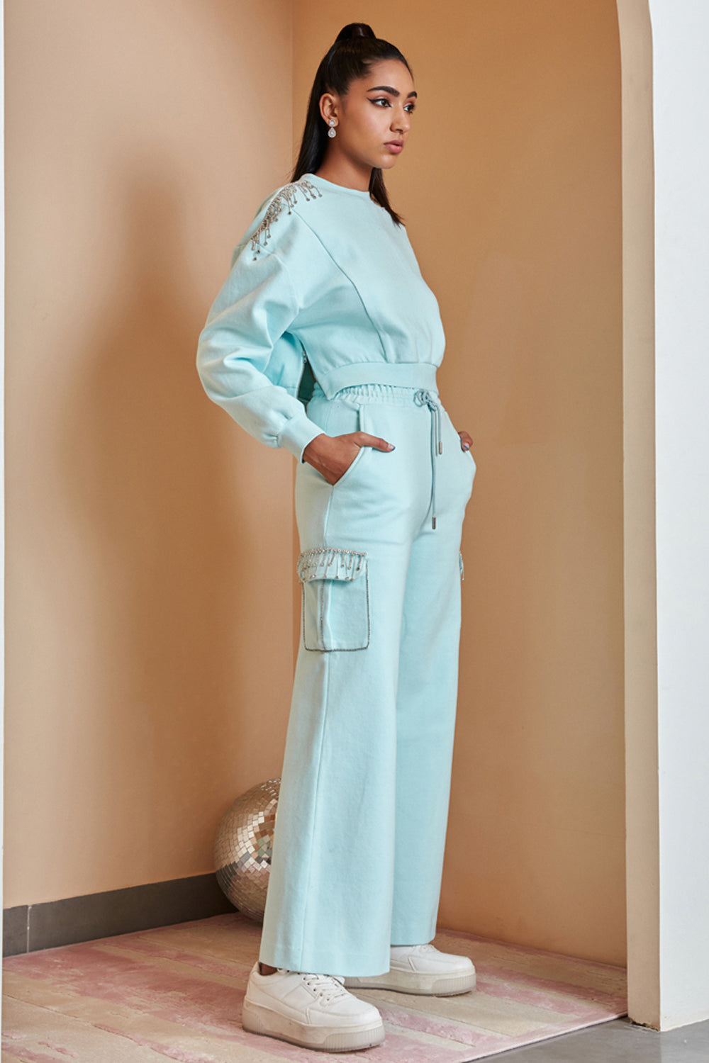 Powder Blue Sweatshirt And Pant Set