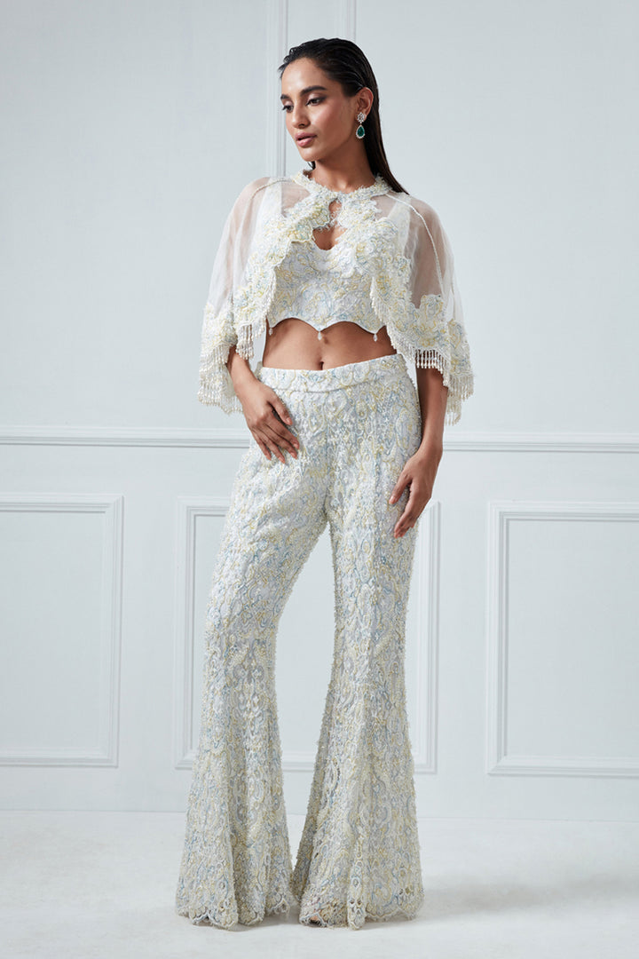 Ivory Cape And Pants Set