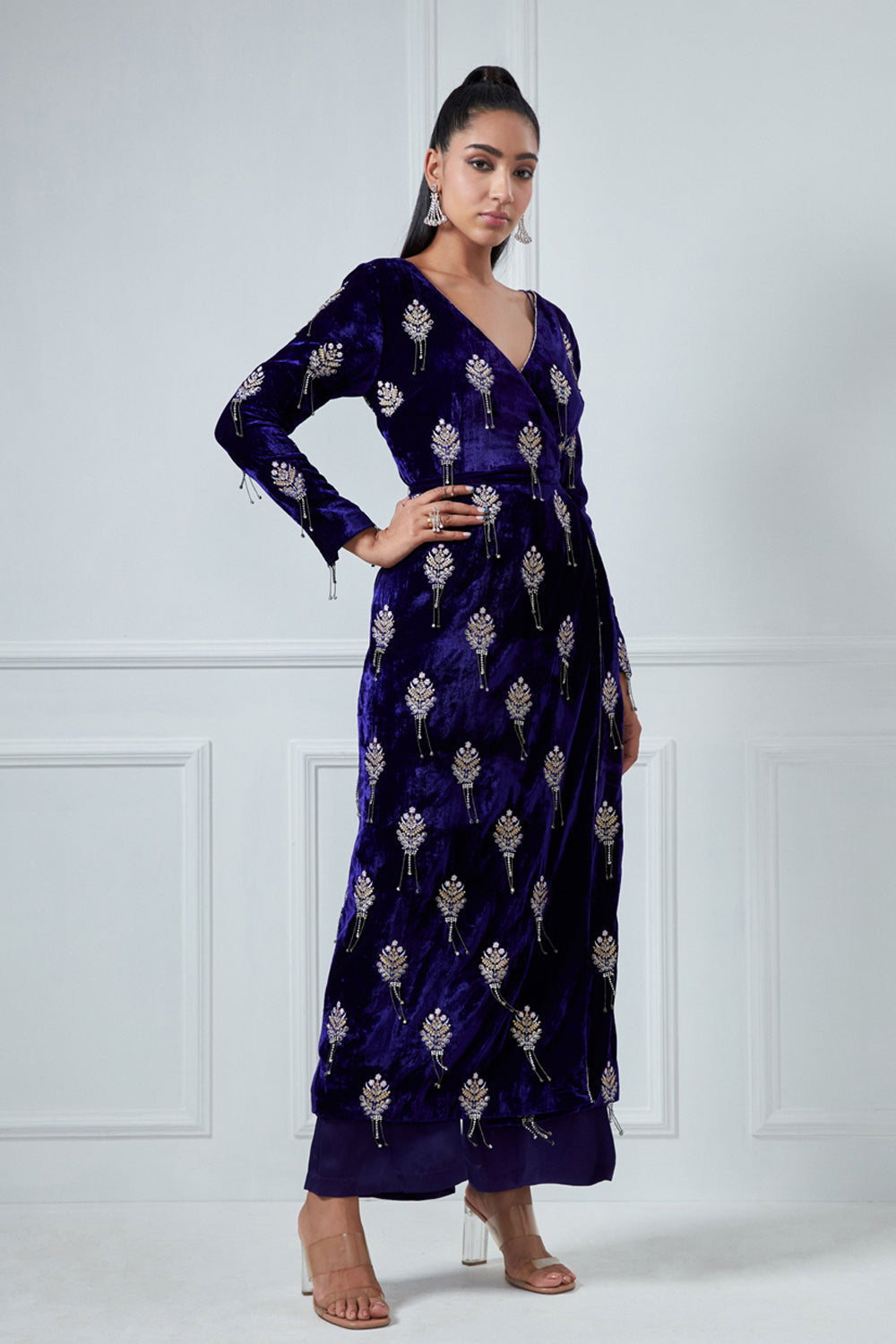 Purple Embroidered Kurta Set