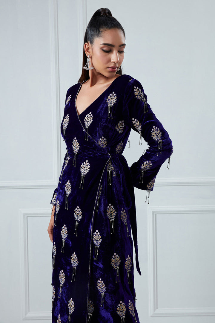 Purple Embroidered Kurta Set