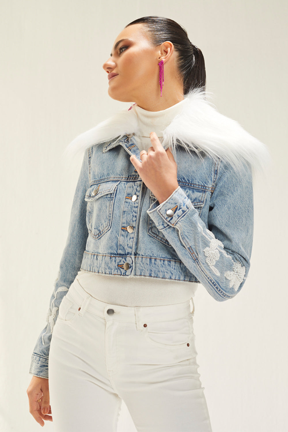 Light Denim Embellished Jacket